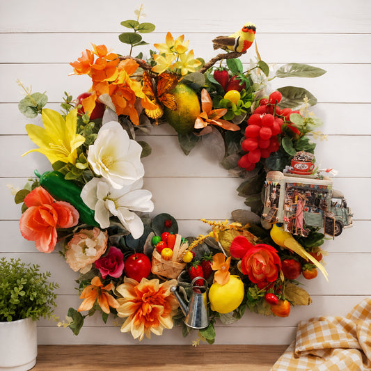 A Summer Day Out Wreath – Handmade Summer Fruit & Floral Door Decor